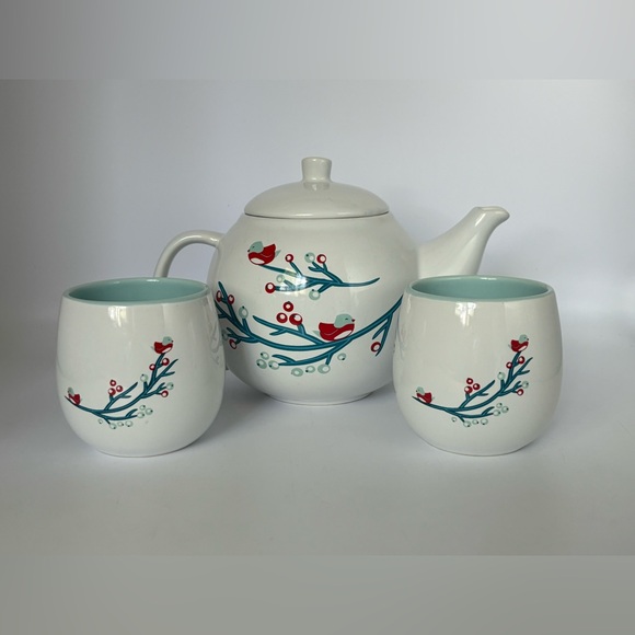 David’s Tea Other - 𝅺DAVID’S TEA | Bubble tea pot and 2 Bubble Mugs, Birds on Branches